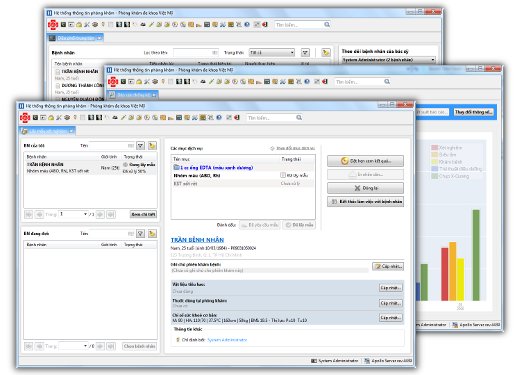 Hippocrate user interfaces for various departments